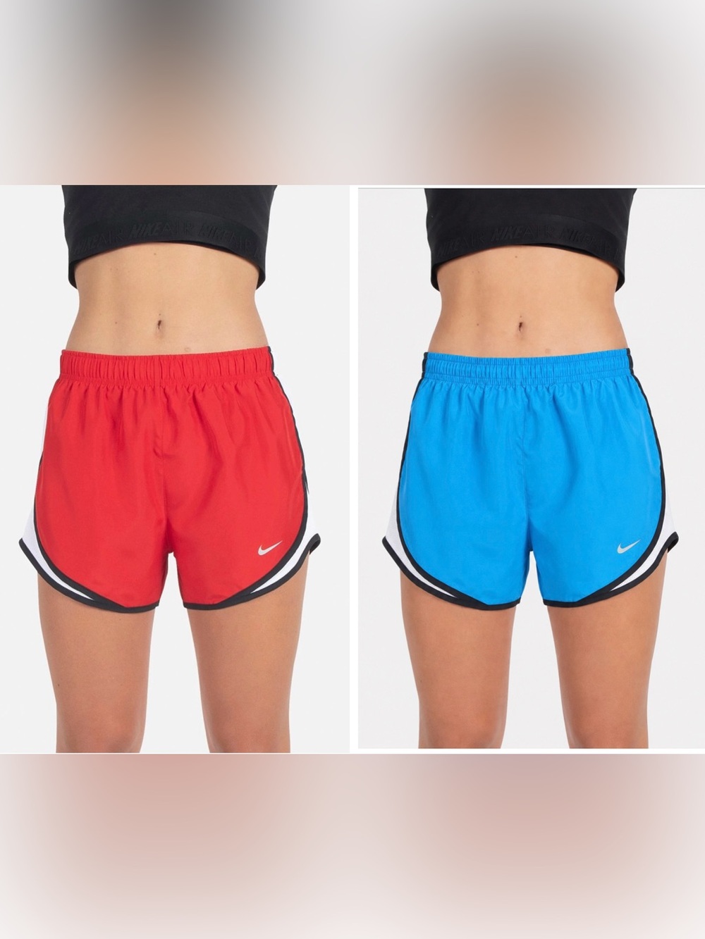 2 Pairs Nike Tempo Running Shorts, Red + Blue, Dri Fit, Workout, Lined, Medium